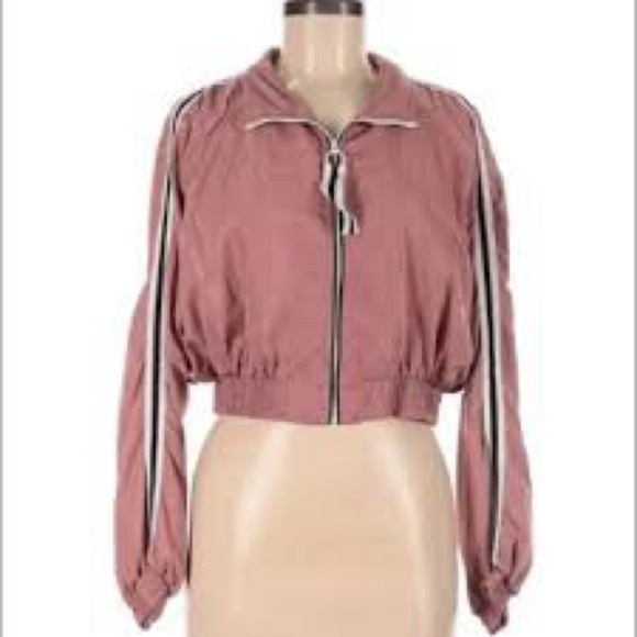 Love Tree Women's Pink Cropped Windbreaker Jacket size large - Picture 2 of 4